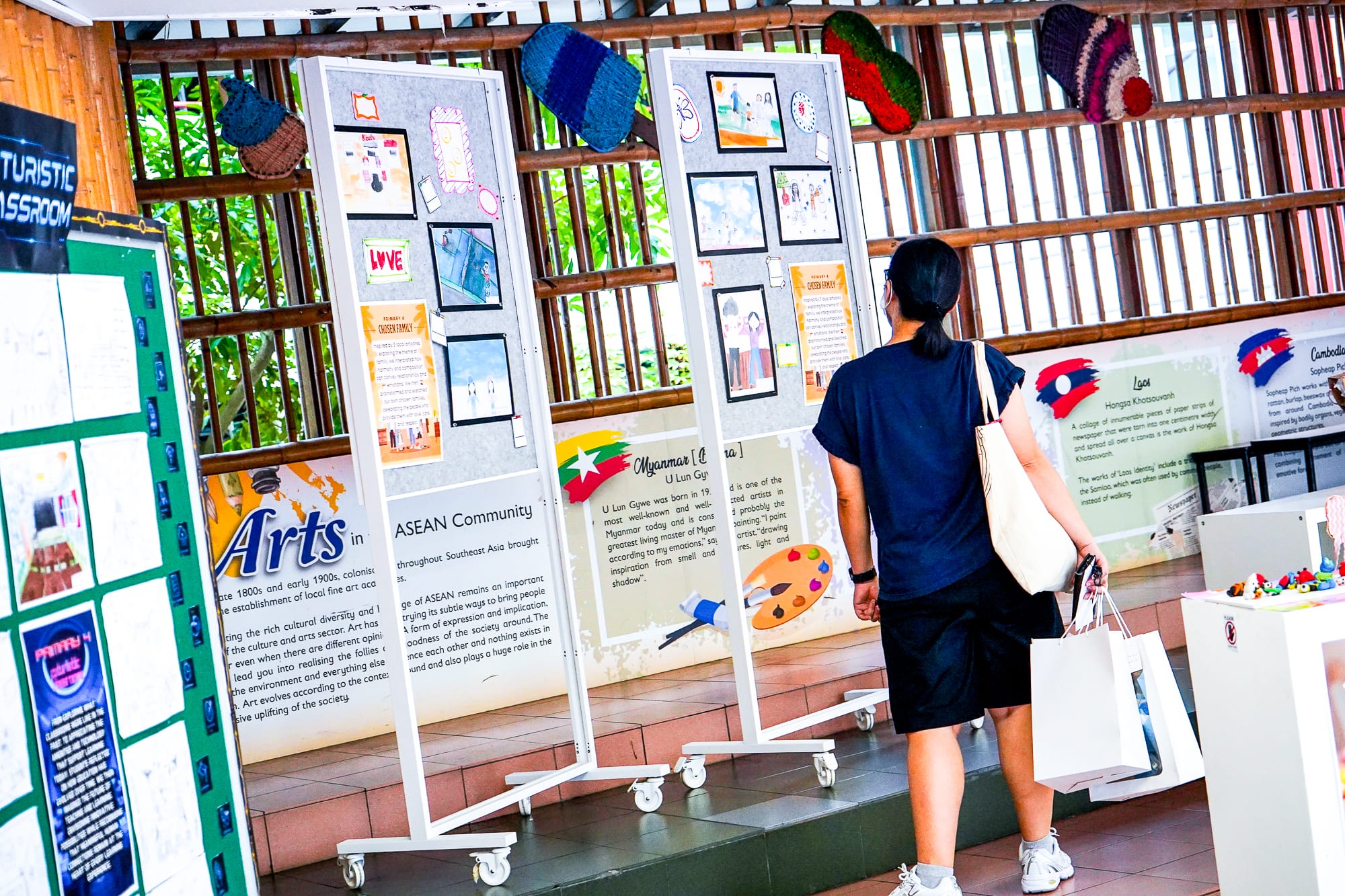 Parents at the art display.